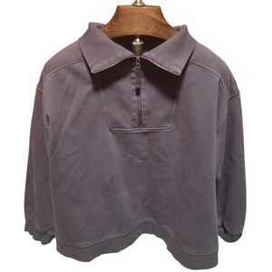 L.L. Bean Women's Sunwashed Sweats  Quarter-Zip Brown Size 2XL